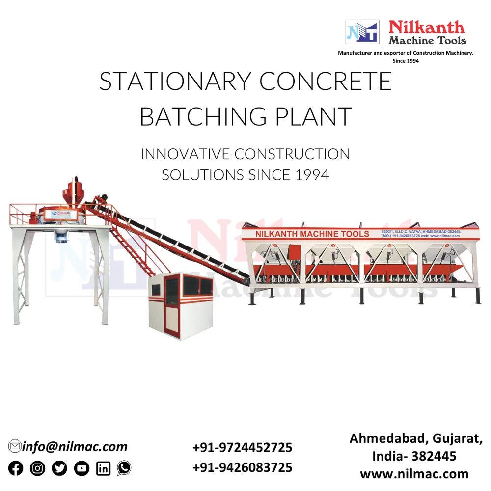Stationary Concrete Batching Plant 25 m³/hr | Pan Mixer | Fully Automatic | Nilkanth 4