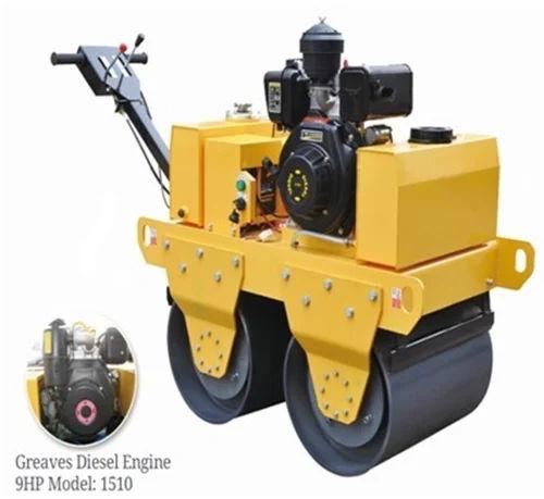 10 HP Walk Behind Double Drum Vibratory Roller | 550 kg Diesel Compactor with 1250 mm Drum Width