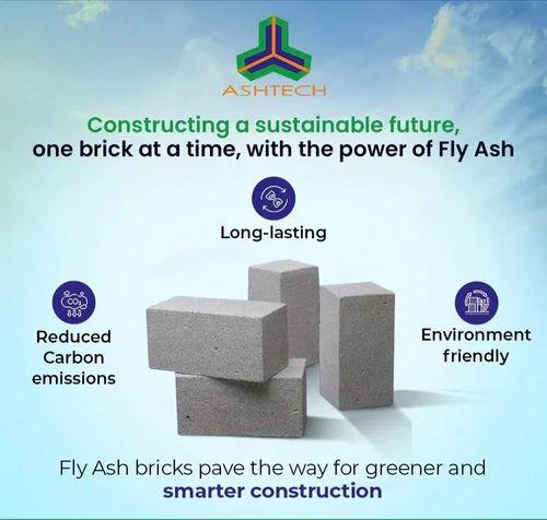 9x4x3 Inch Fly Ash Brick – 75 kg/cm² Strength, IS 12894 Solid Grey Brick for Load Bearing Walls