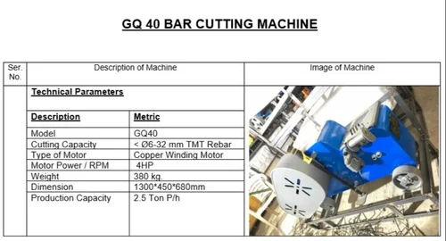 VSAN GQ40 Steel Bar Cutting Machine | Automatic 32mm TMT Rebar Cutter, 4HP Motor