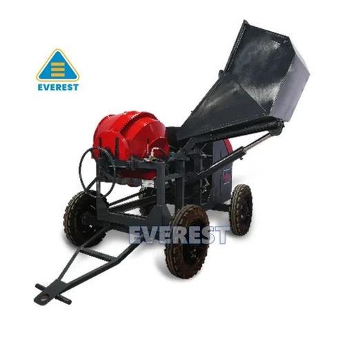 Everest 10/7 Concrete Mixer Machine | Hydraulic Hopper | Tilting Drum | 4 Wheel Portable