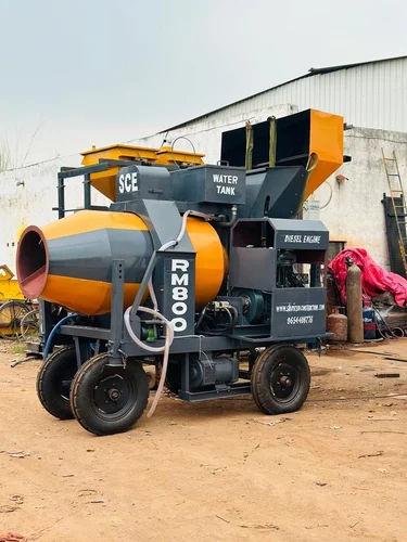 Reversible Drum Concrete Mixer 0.5 Cu M Diesel Hydraulic Hopper 4 Wheel Automatic 1