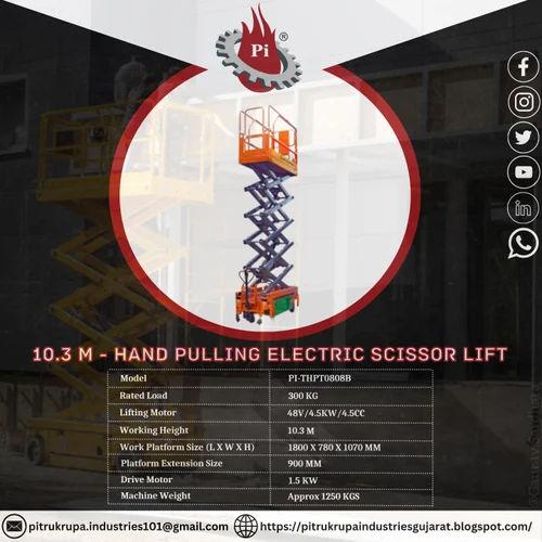 Pitrukrupa PI-THPT0808B Scissor Lift – 10.3m Working Height, 300 Kg Load, Hydraulic Drive 1