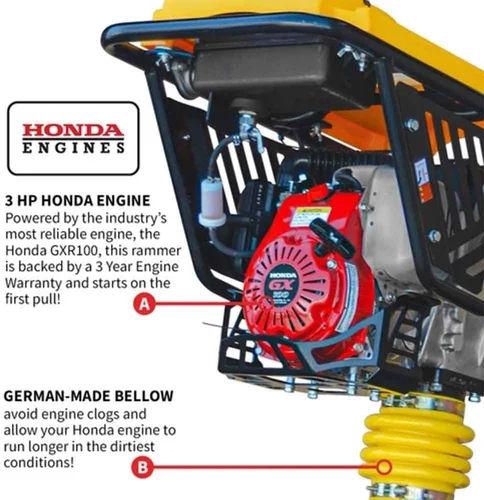 Honda GX160 Tamping Rammer | 10 kN Petrol Plate Compactor Machine