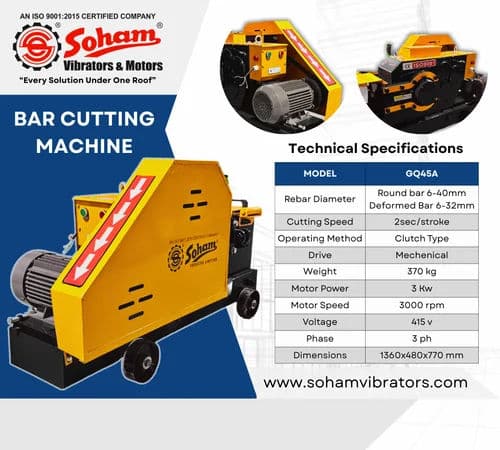 GQ45A Rebar Cutting Machine | 32mm Cutting Capacity, 3kW Motor