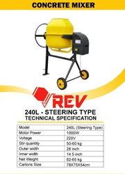 1/4 Bag Mobile Concrete Mixer 240L | 1.5HP Electric Mini Mixer Machine with Tilting Drum & Wheels 2